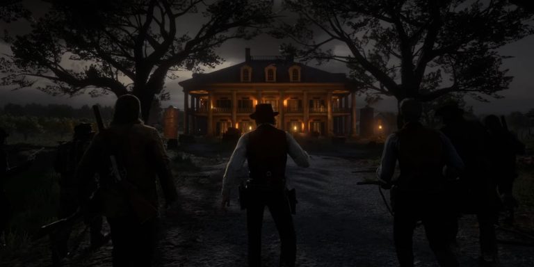 O jogador transforma a cena da mansão Braithwaite de Red Dead Redemption 2 em uma pintura impressionante